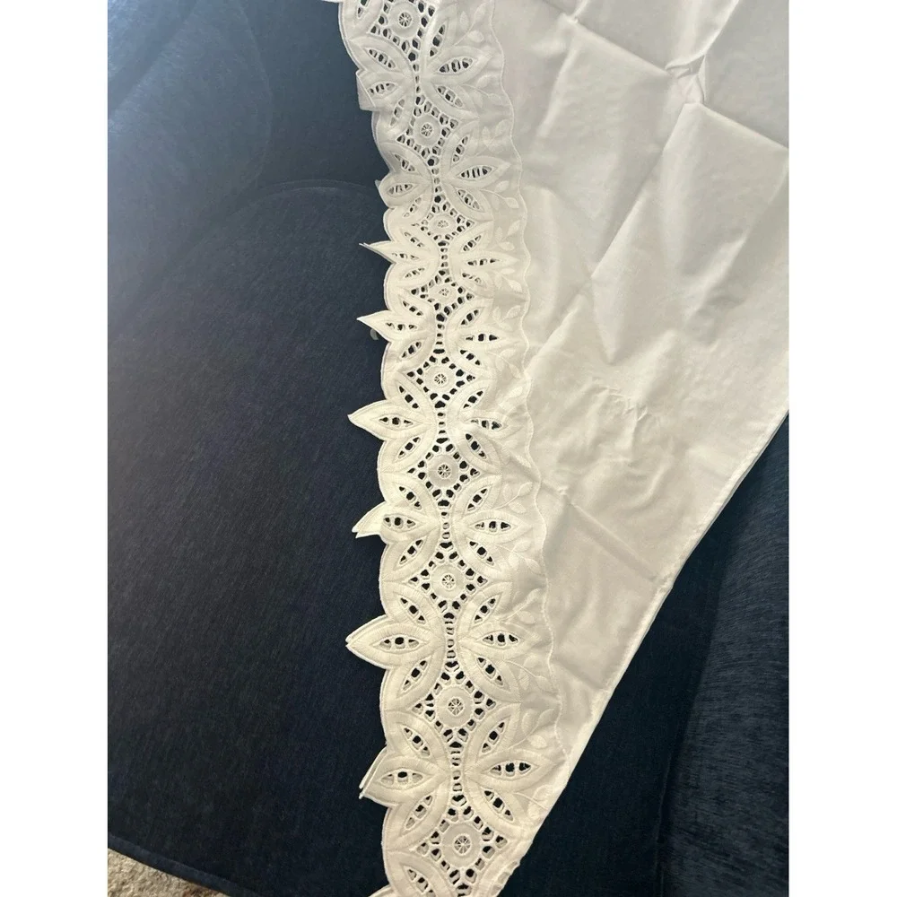 Window Valance SWAG Eyelet Lace White Cottage Cotton blend 80x38 NEW